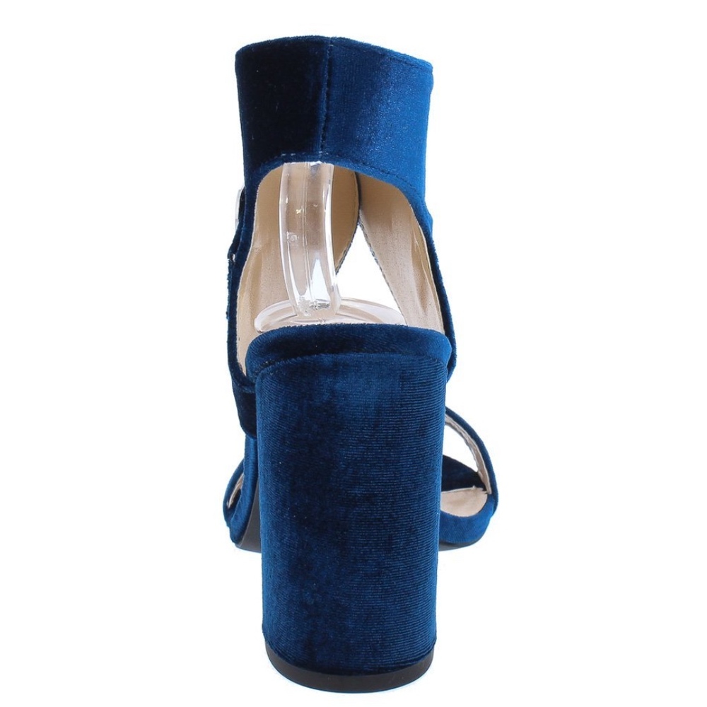 Blue Velvet Chucky Heel Sandals - Picture 3 of 3